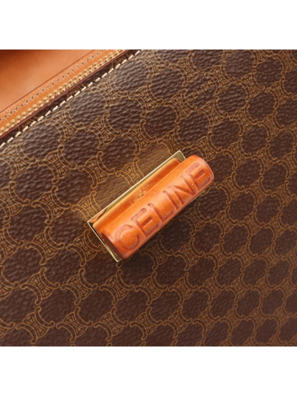 Celine Handbag Macadam 2-Way Dark Brown Canvas Leather Top Handle - Picture 7 of 12